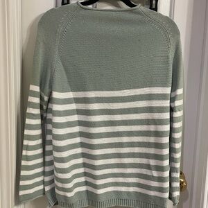 Alice Walk Striped Green and White Women's Sweater